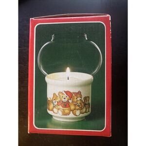 Vintage Potpourri Press Petite Love Lite Hurricane Votive Christmas Bears NIB